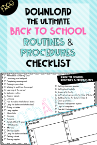The first day back to school can be very stressful for teachers. These are 10 routines that teachers must teach on the first day back is a helpful tool for creating routines and classroom procedures that will lead to a successful school year. New teachers and (seasoned teachers too) benefit from these routines as they set up strong classroom management procedures starting on day one. #backtoschool # firstday #routines #teachers