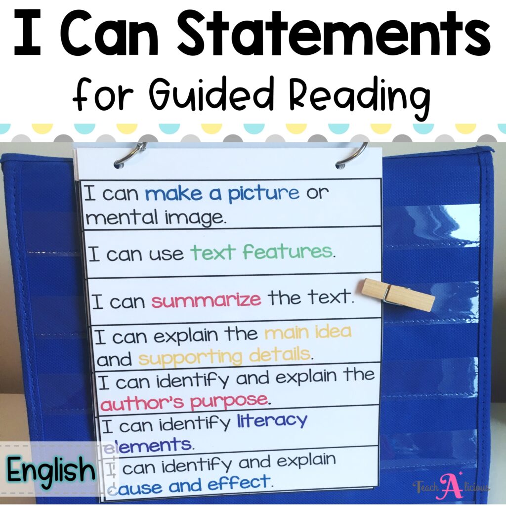 I can statements for Guided Reading